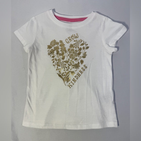 Epic Threads Other - Epic Threads Floral T Shirt Top Grow Kindness Printed Heart Gold Tee Girls Sz 3T